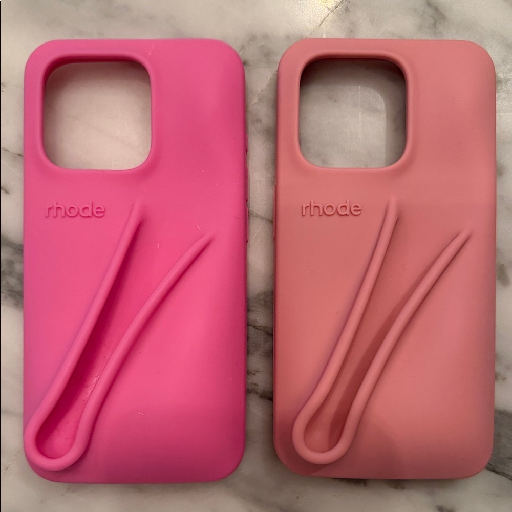 Rhode iPhone 15 pro Case Set - Gray, Yellow, Coral, Pink . Lip gloss phone case. - Picture 2 of 5